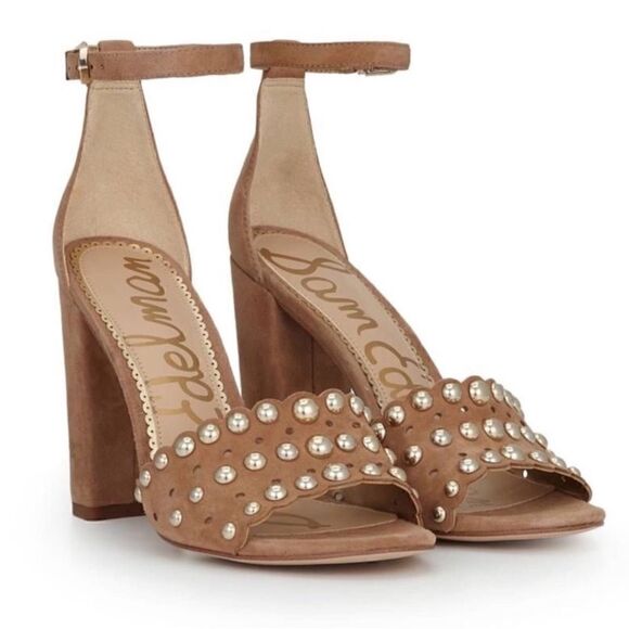 SAM EDELMAN- Women’s Yaria Studded Suede Leather Block Heel Ankle Strap, Size 10 - Picture 16 of 16